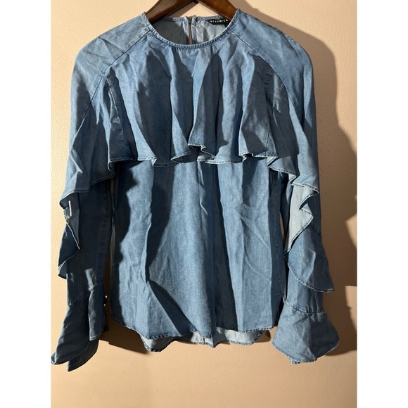 Veronica beard  jeans Women's Blue Ruffle Top - Picture 1 of 3